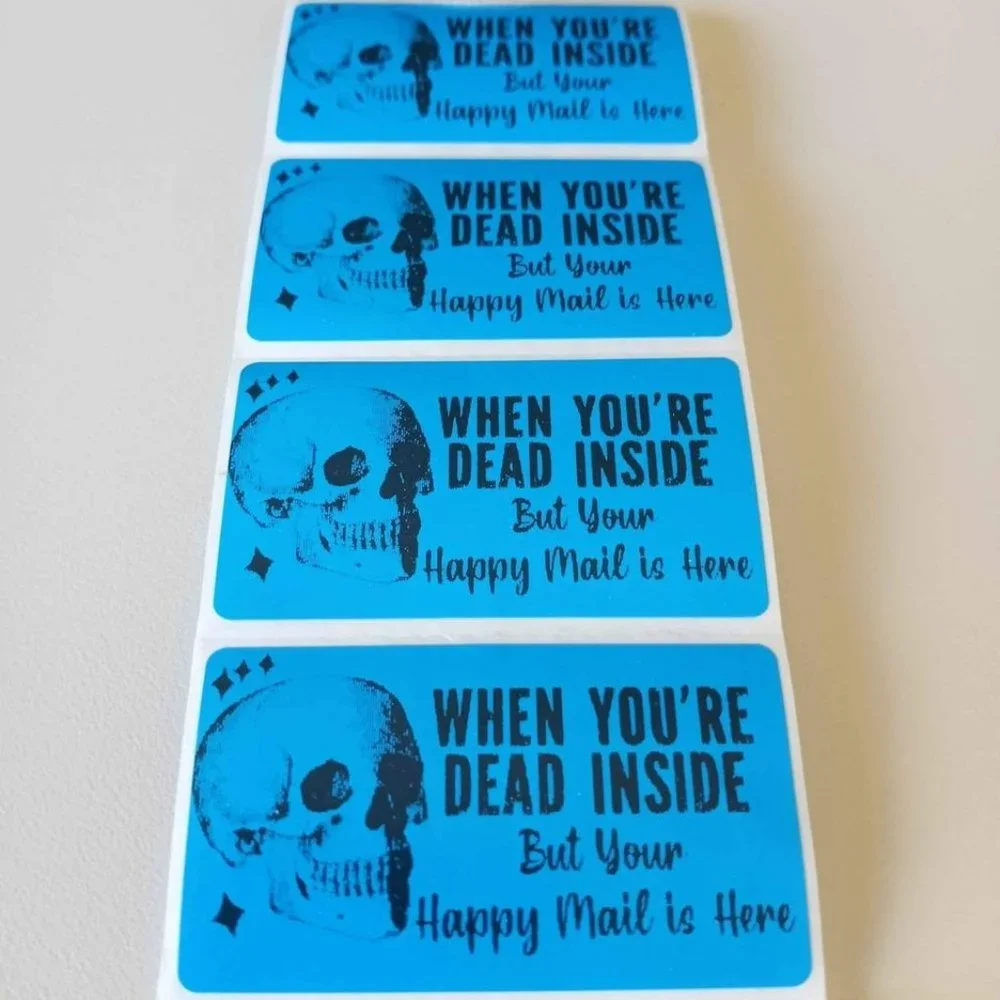 💙100 Skull Happy Mail- Shipping Labels Thermal Packaging Stickers 2.25